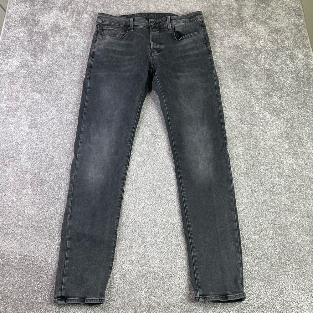 G-Star Raw 3301 Jeans Men's 32X32 Charcoal Wash Skinny Button Fly Stretch